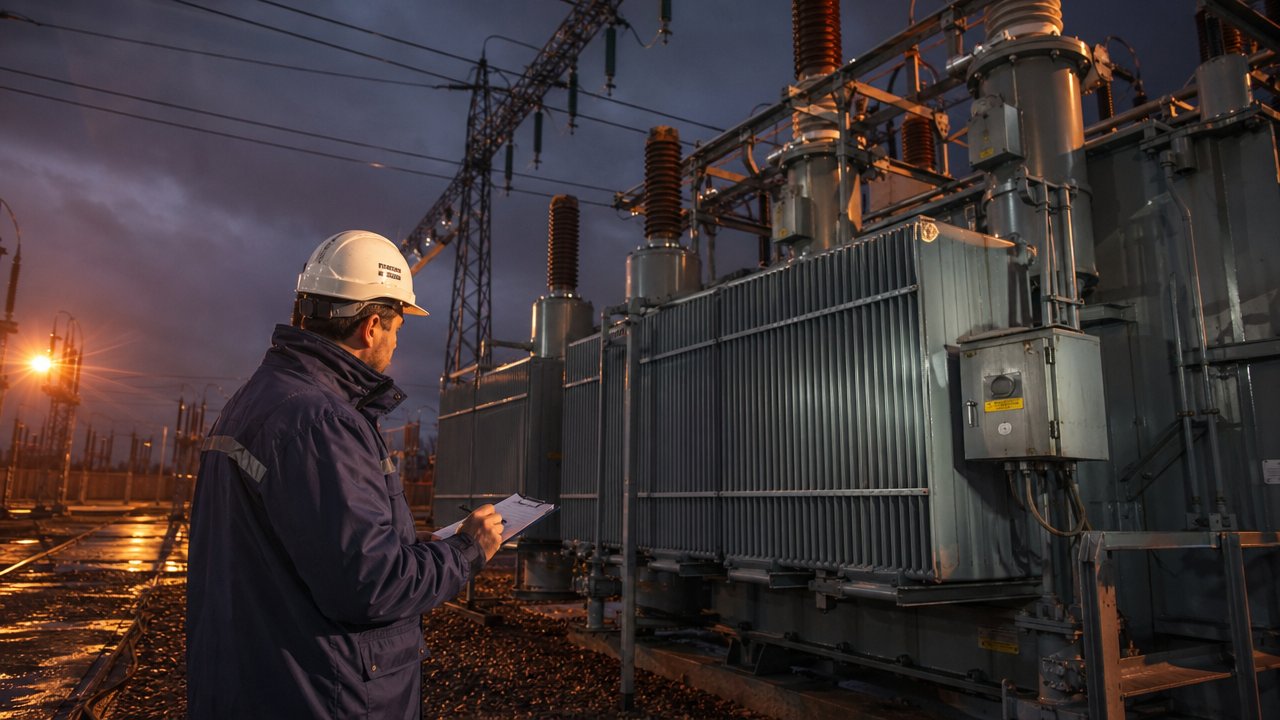 Técnico TERSATEC inspeccionando transformador eléctrico