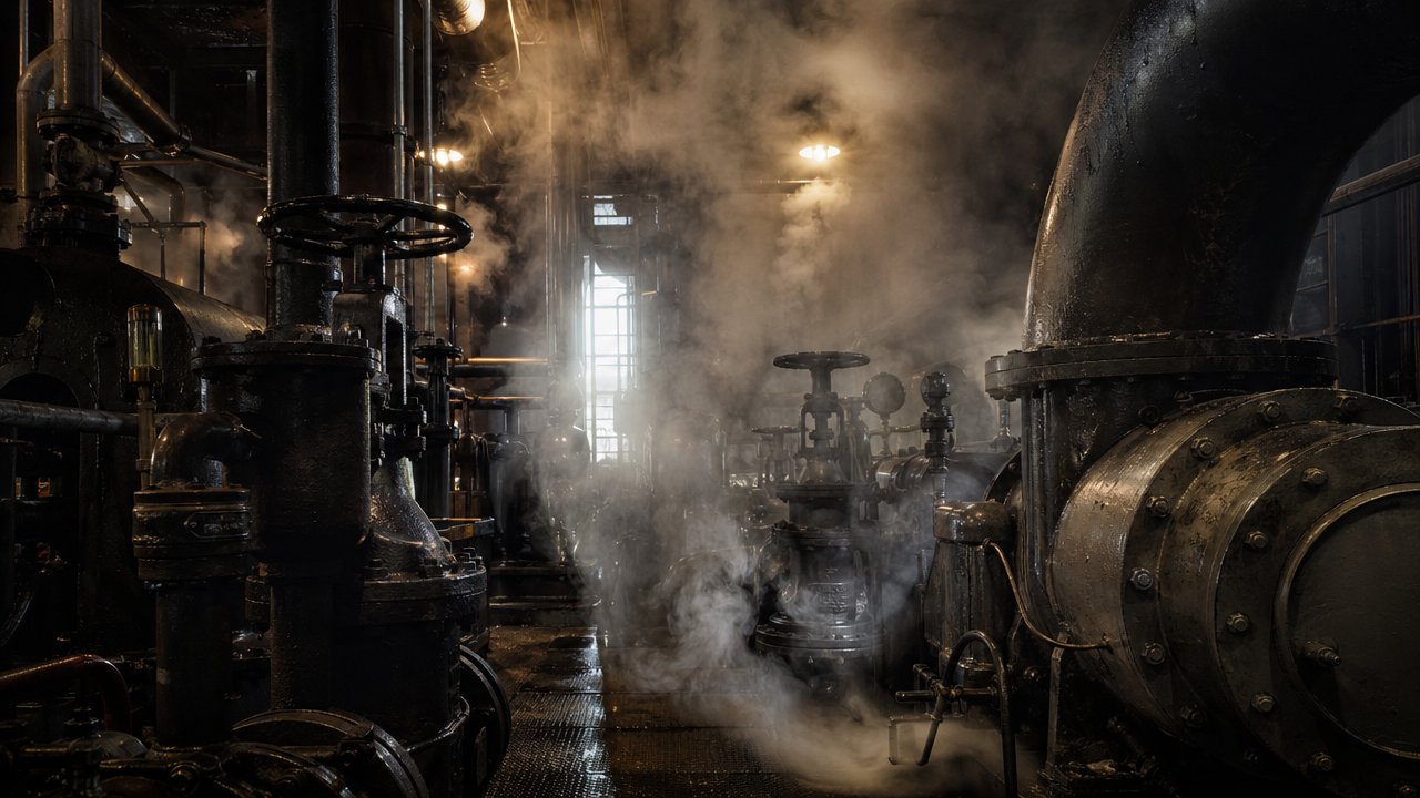 Sistema de tuberías y líneas de vapor industrial